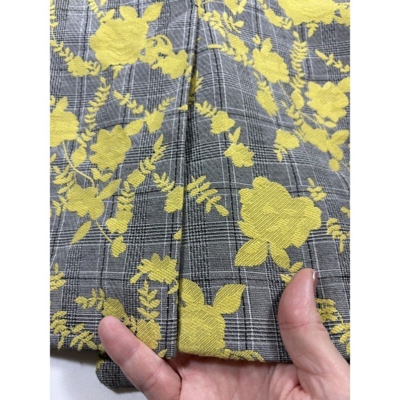 Hutch Longline Vest Grey Plaid Yellow Floral Small Double Breasted - Picture 13 of 15